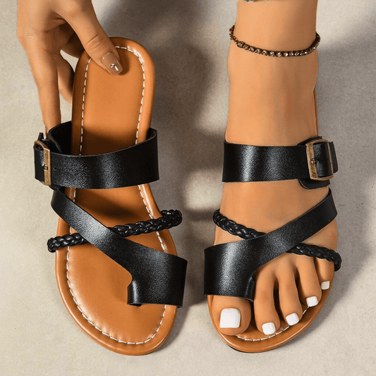 Clip-Toe Leather Sandals