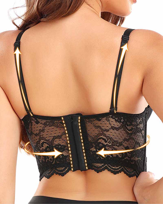 Push-up bra with high support and lace back